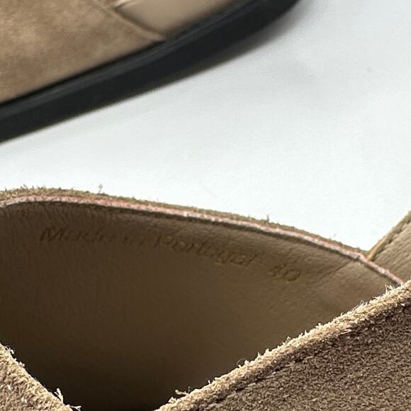 ANTHROPOLOGIE x PILCRO Suede Leather Slingback Mules Tan Taupe Sz 40/10 - Picture 8 of 8